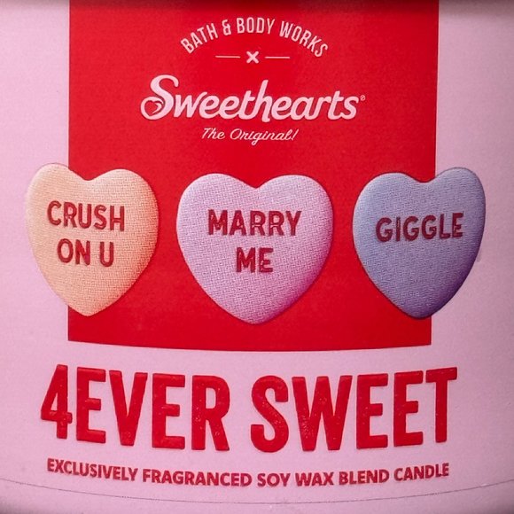 BBW 4ever Sweet Bath & Body Works x Sweethearts 3 Wick Candle - Picture 3 of 10